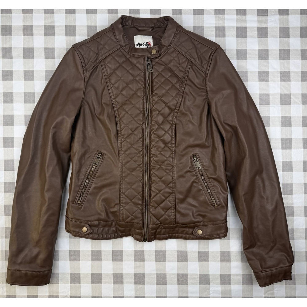 Faux Leather Moto Jacket Brown Sherpa Lined Cozy Biker Fall‎ Vibe